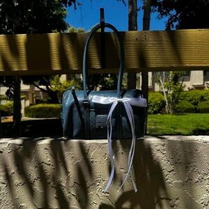 Vintage Mini Liz Claiborne Blue Barrel Bag